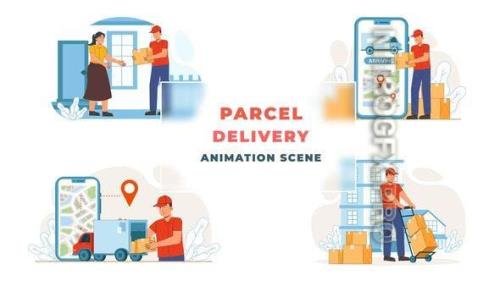 VideoHive - Parcel Delivery Animation Scene - 43307330