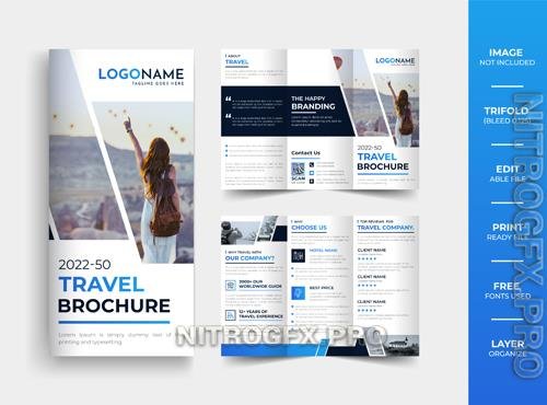 Vector abstract travel agency trifold brochure design template layout