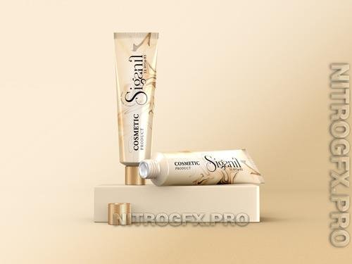 PSD Glossy Cosmetic Cream Tube Mockup