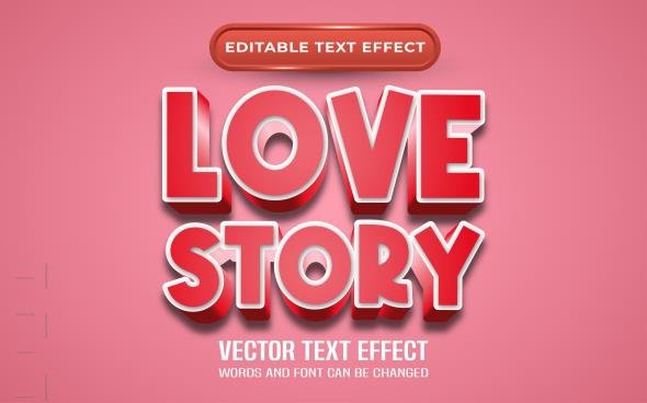 Vector love story editable text effect
