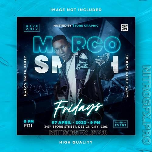 PSD night club party flyer template design