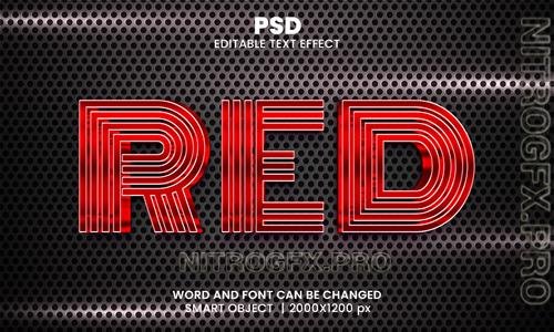 PSD red 3d editable photoshop text effect style with modern background