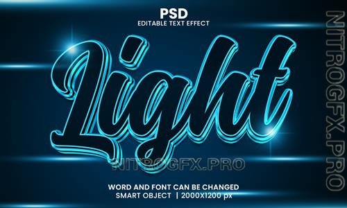 PSD neon light 3d editable photoshop text effect style with background