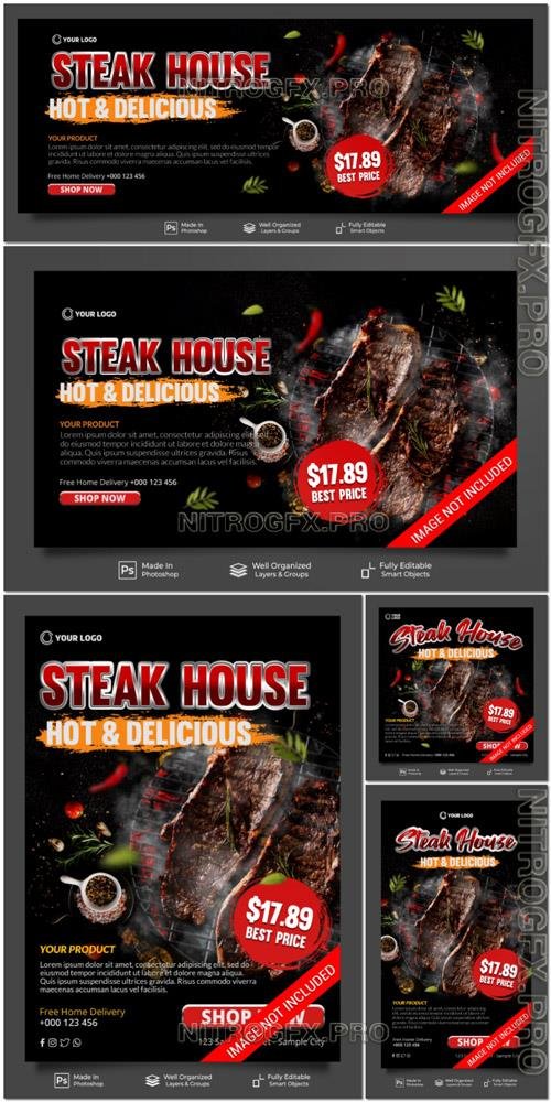 PSD Steak House Menu Restaurant Banner Template
