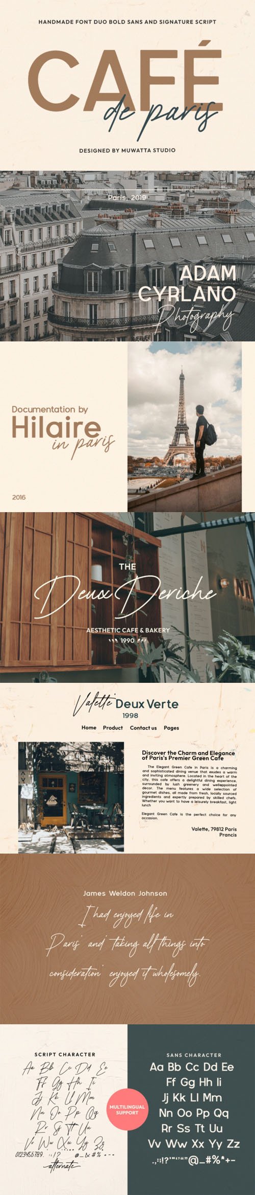 Cafe De Paris - Handmade Font Duo