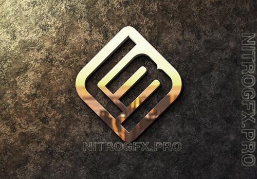 PSD Glossy Gold Logo Mockup V2