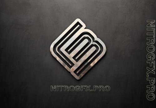 PSD Metal Logo With 3D Effect Reflection Mockup