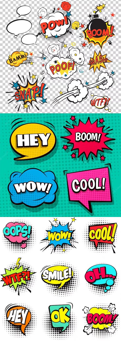 Pack of Speech Bubbles Vector Design Templates