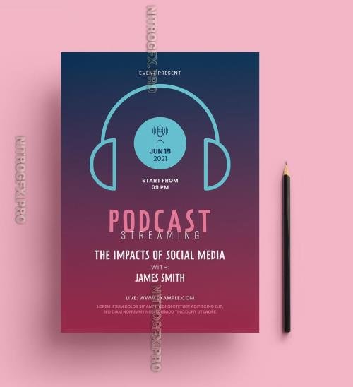 AdobeStock - Podcast Flyer Layout with Cyan and Pink Accents - 407262916