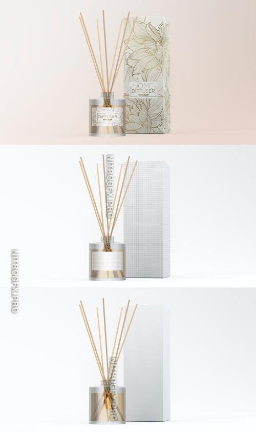 AdobeStock - Glass Diffuser Bottle with Paper Box Mockup - 397274482