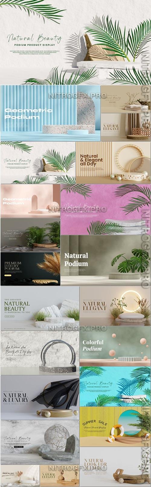 Set podium for product presentation in psd format