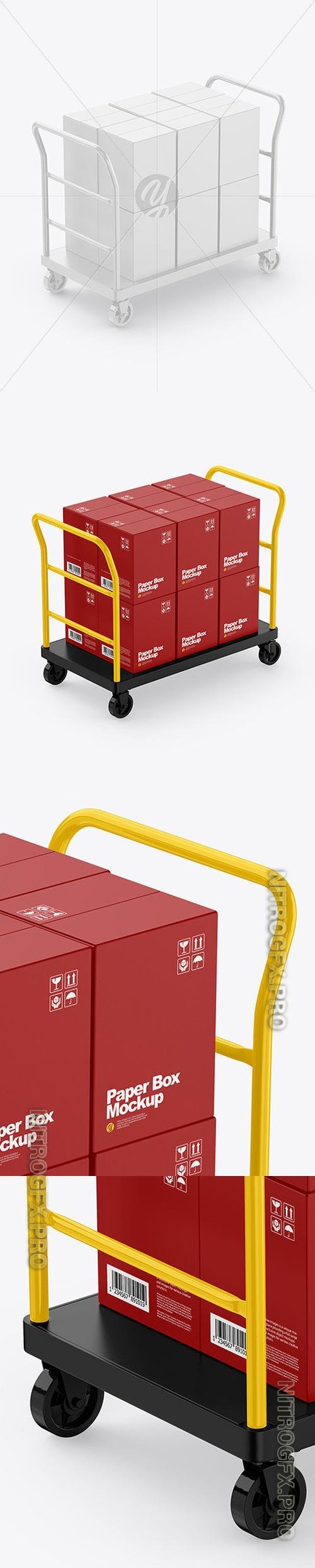 Warehouse Trolley With Boxes Mockup - 58789