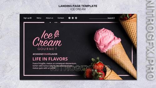 Ice cream concept landing page template psd
