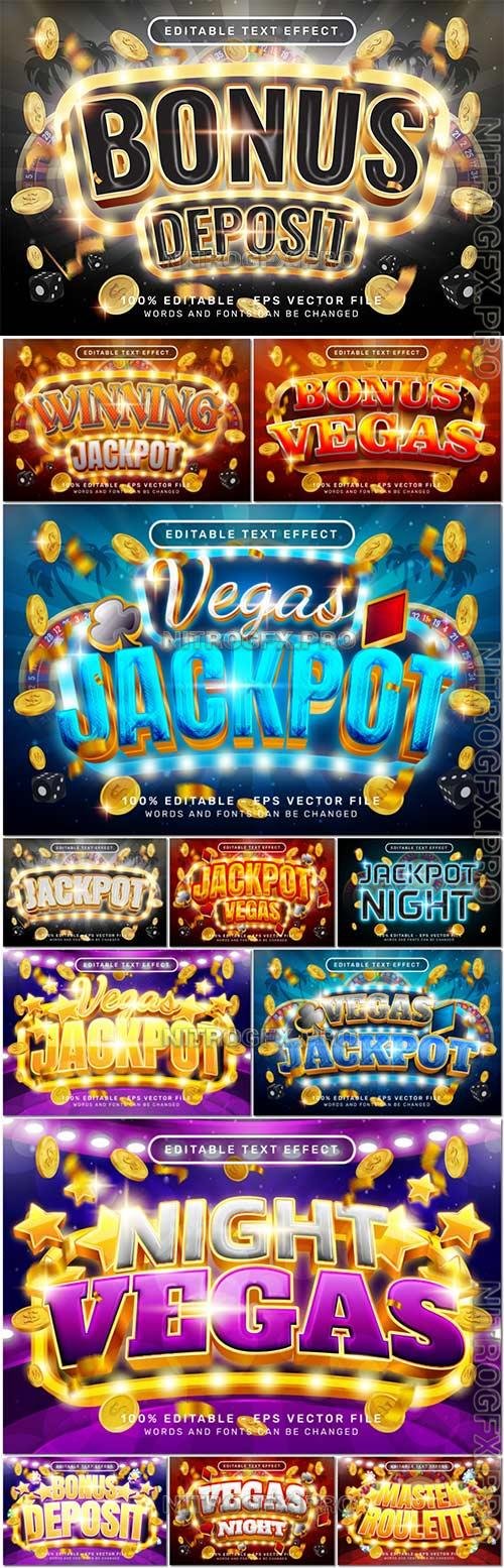 Vector Vegas Jackpot Casino 3D Text Effect