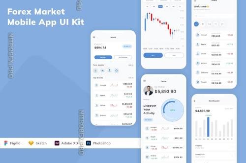 Forex Market Mobile App UI Kit - SMT9HQB