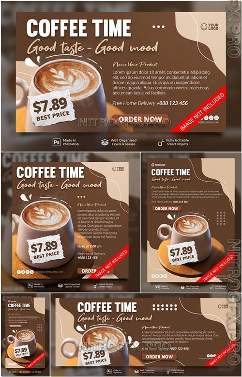 PSD Coffee Time Social Media Post Banner Template