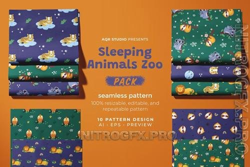 Sleeping Animals Zoo - Seamless Pattern