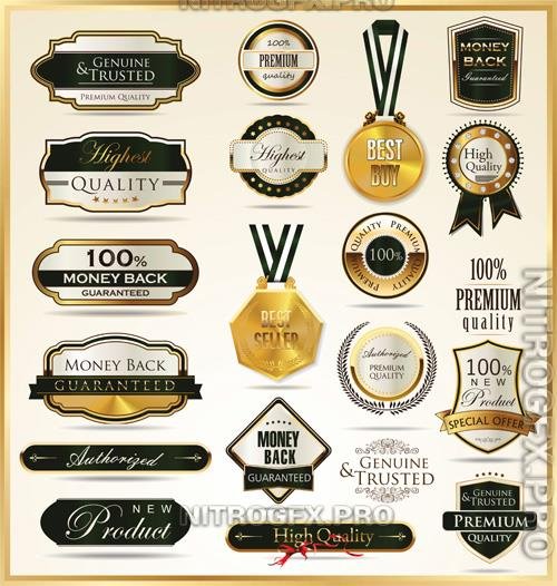 Vector collection luxury golden labels vol 6