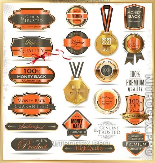 Vector collection luxury golden labels vol 3