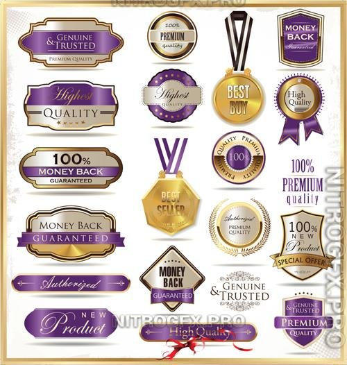 Vector collection luxury golden labels vol 2