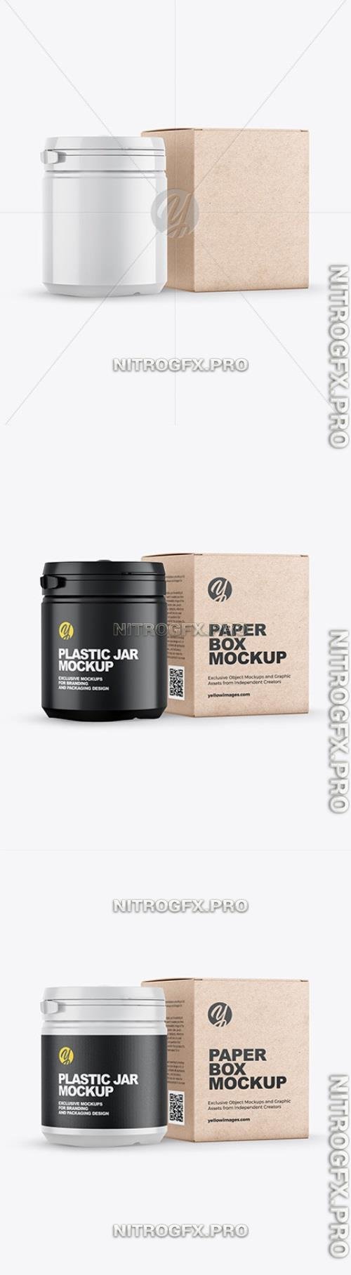 Plastic Jar w Kraft Box Mockup - 46719