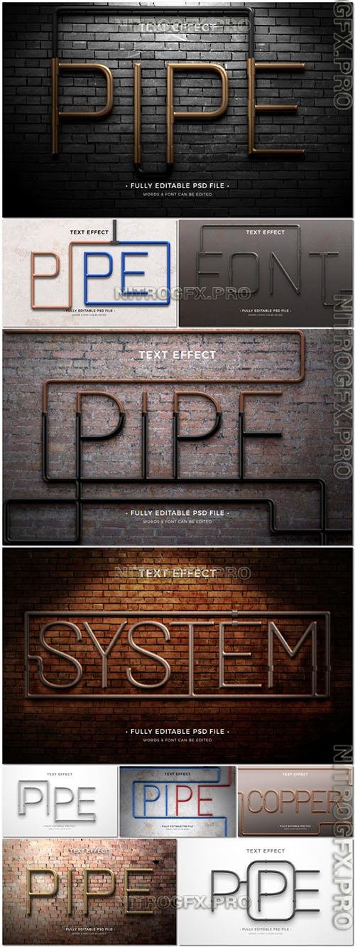 PSD Pipe Style Text Effect Design Templates
