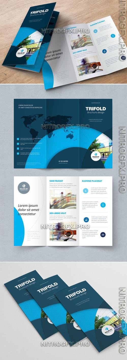 AdobeStock - Dark Blue Trifold Brochure Layout with Circles - 243716319