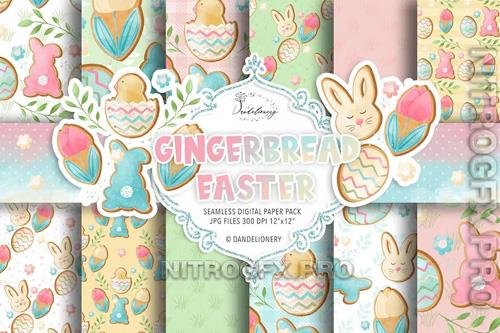 Happy Easter Gingerbread Digital Paper Pack - 4ZNERJC