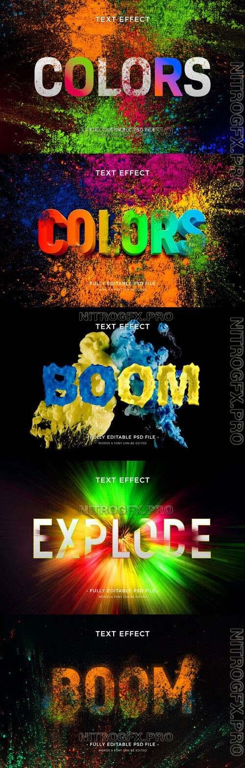 Color Explosion PSD Text Effect Design Collection
