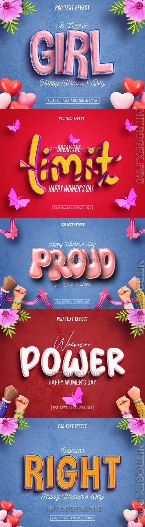 Womens day psd style text effect editable beautiful design  collection vol 1