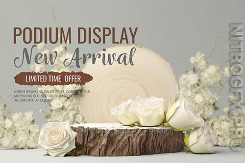 Wooden PSD Podium With Roses