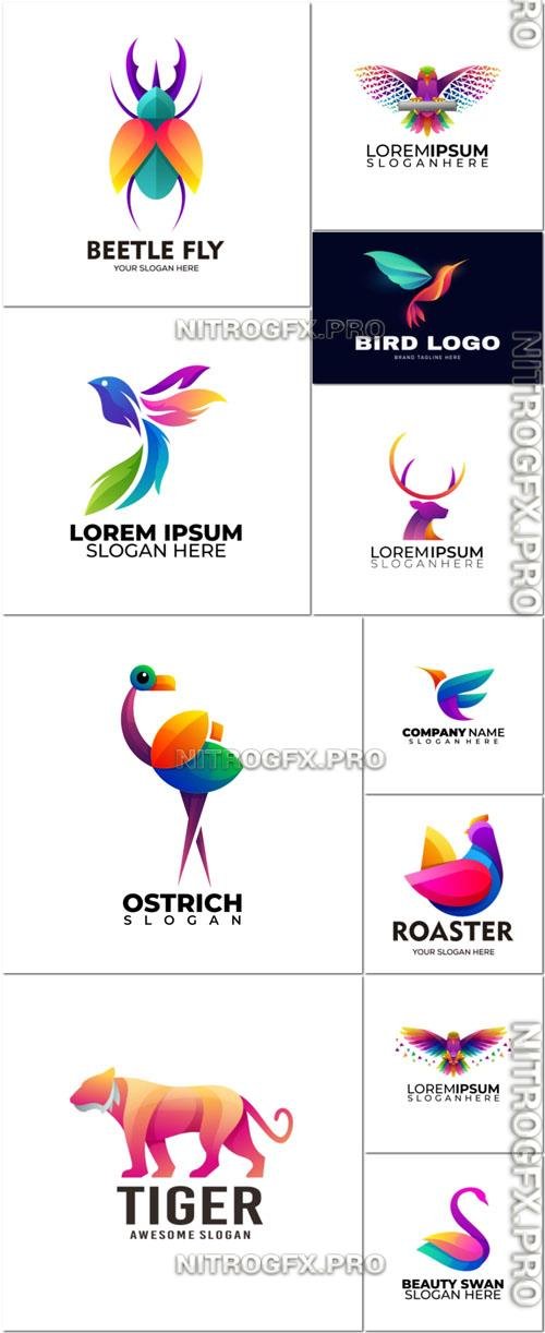 Vector Colorful Gradient Modern Logo Set