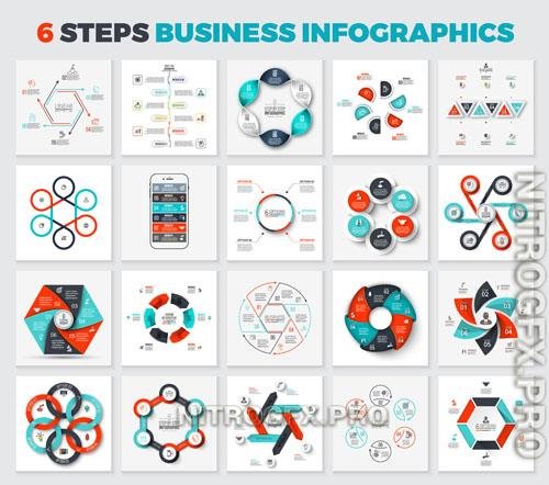 Collection Of Vector Elements For Infographic With 6 Steps