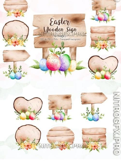 Easter Wooden Sign Clipart