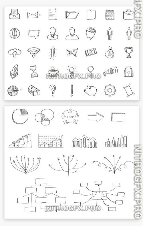 Hand-Drawn Icons and Business Graphs Set 218249289