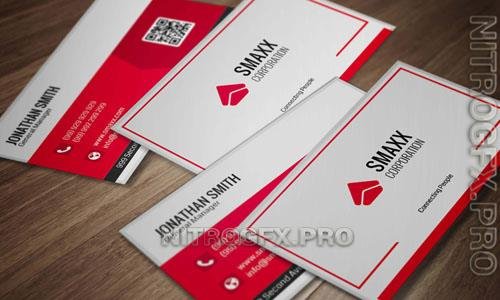 Business card psd mockup white with red desing template