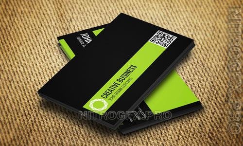 Business Card Mockup Black With Green Desing Template