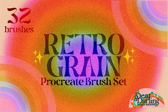 CreativeMarket - Retro Grain Procreate Brush Set - 12726140