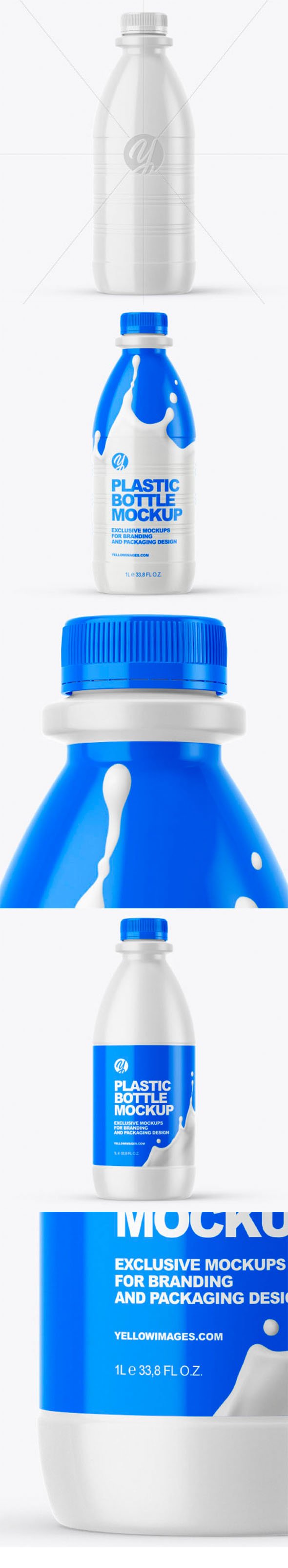 Dairy Bottle with Glossy Shrink Sleeve Mockup - 51711