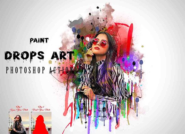 CreativeMarket - Paint Drops Art Photoshop Action - 13467321