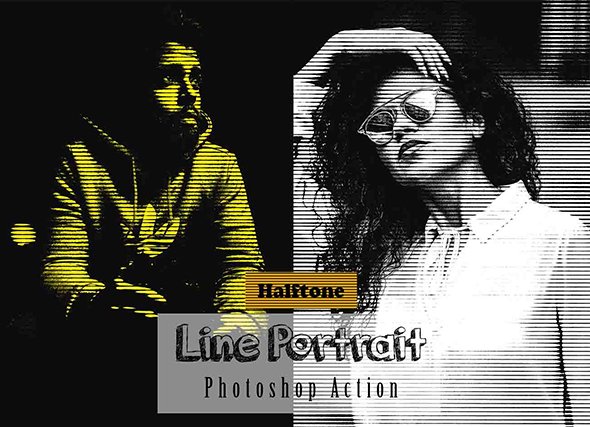 Halftone Line Portrait PS Action - 13444101
