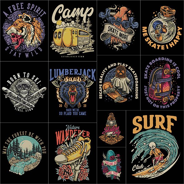 13 Vintage Vector Illustration Collection