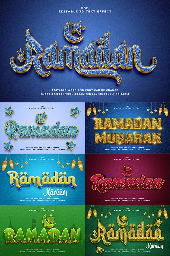 Ramadan Mubarak 3D Editable PSD Text Effect