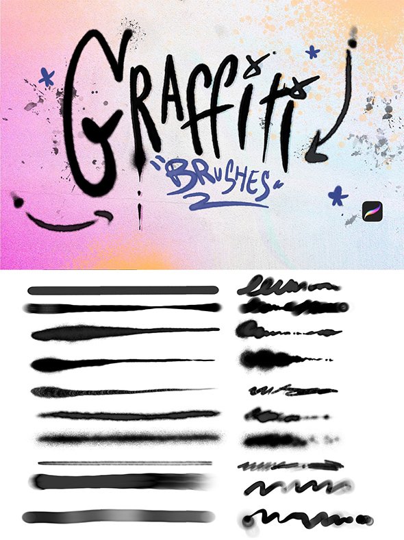 CreativeMarket - 10 Graffiti Brushes Procreate - 13486986