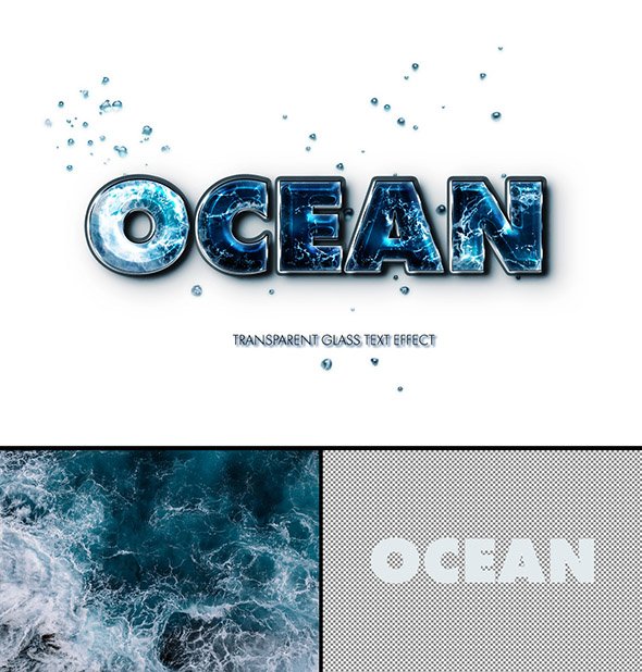 AdobeStock - Combined Text and Photo Ocean Effect Mockup - 383354691