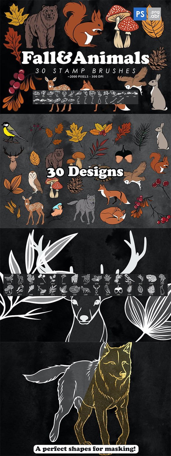 30 Autumn & Animals Photoshop Stamp Brushes - Y8ZN2QP