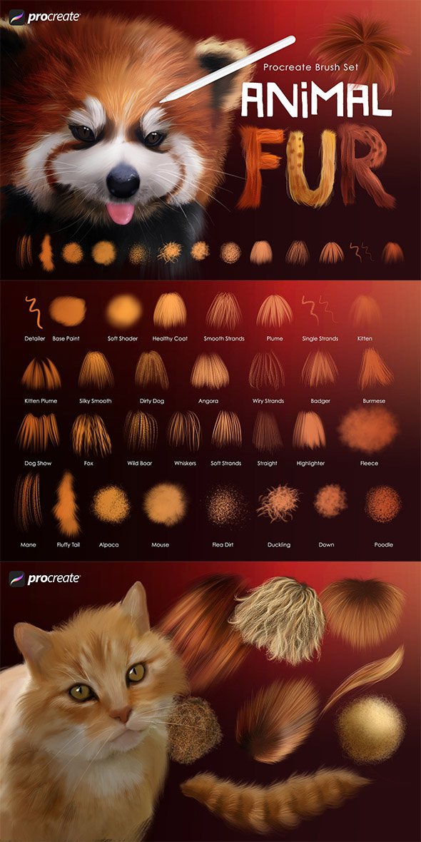 CreativeMarket - Animal Fur Procreate Brushes - 5476074