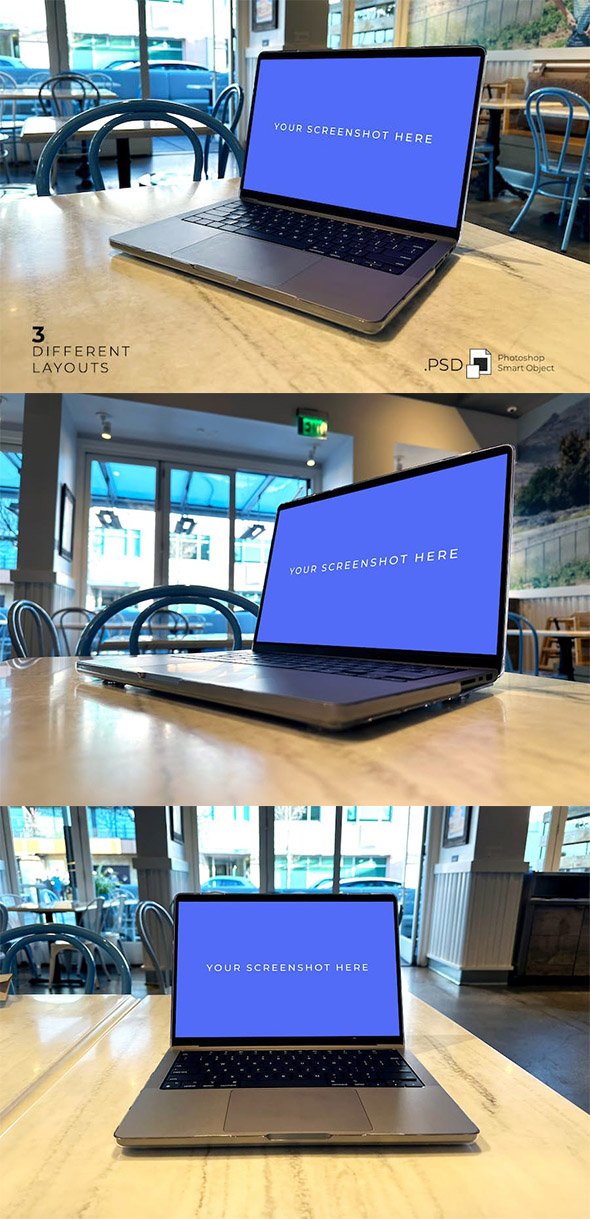 Macbook at Restaurant Mockup - GXG4QQB