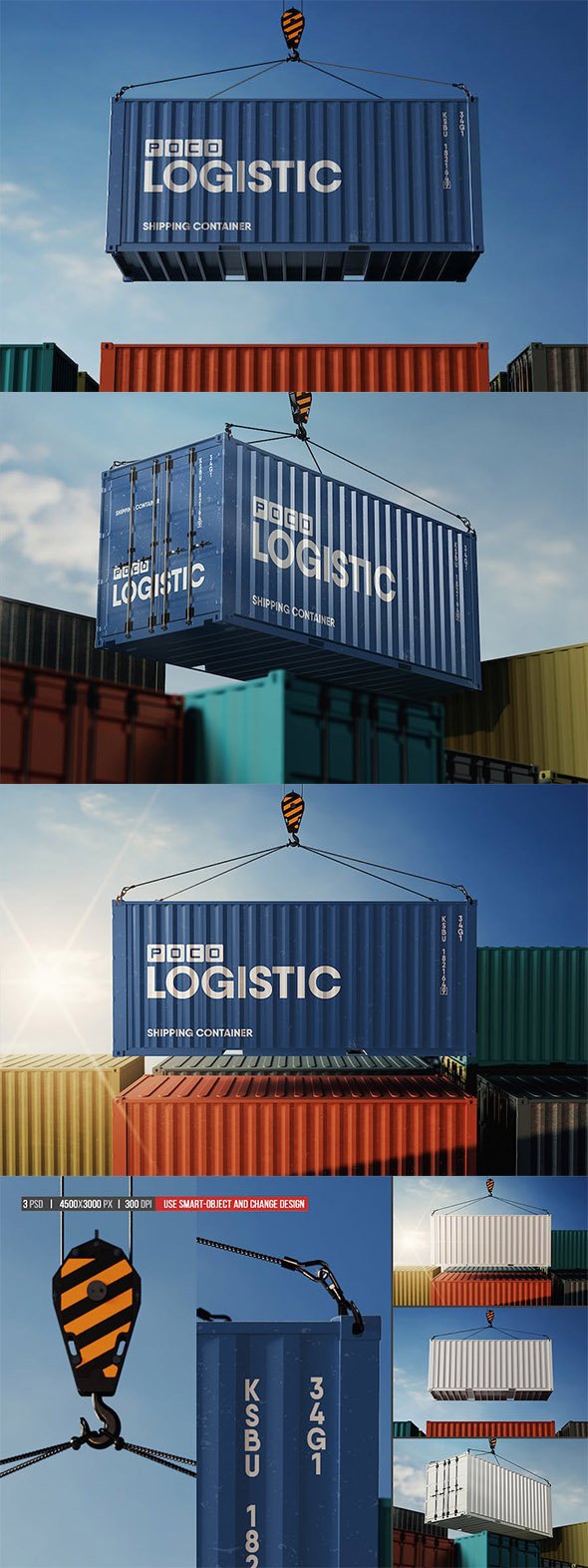 Shipping Container Hanging on Hook Mockup - HQQQ9P4