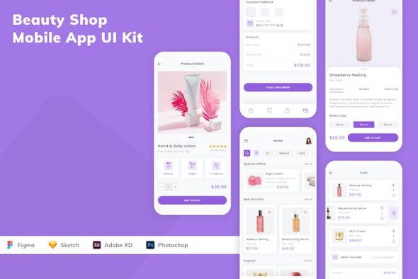 Beauty Shop Mobile App UI Kit - 4DEE9Y7